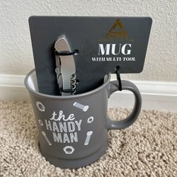 Brand New “The Handy Man” Grey Coffee Mug With Multi-tool