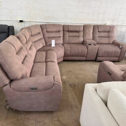 Barcalounger Carmelo Fabric Power Reclining 6pc Sectional Couch