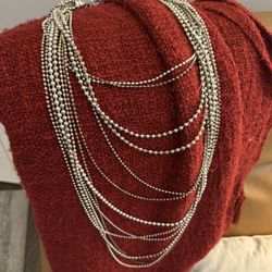 Silver Strand Beaded Necklace 