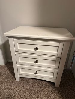 white wooden 2 drawer dresser