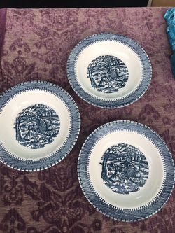 Vintage Set of 3 Currier and Ives Royal China “Apple Picking”