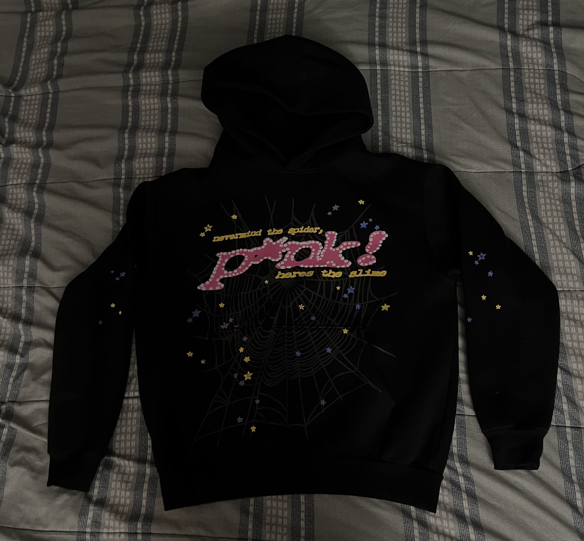 Pink And Black Sp5der Hoodie