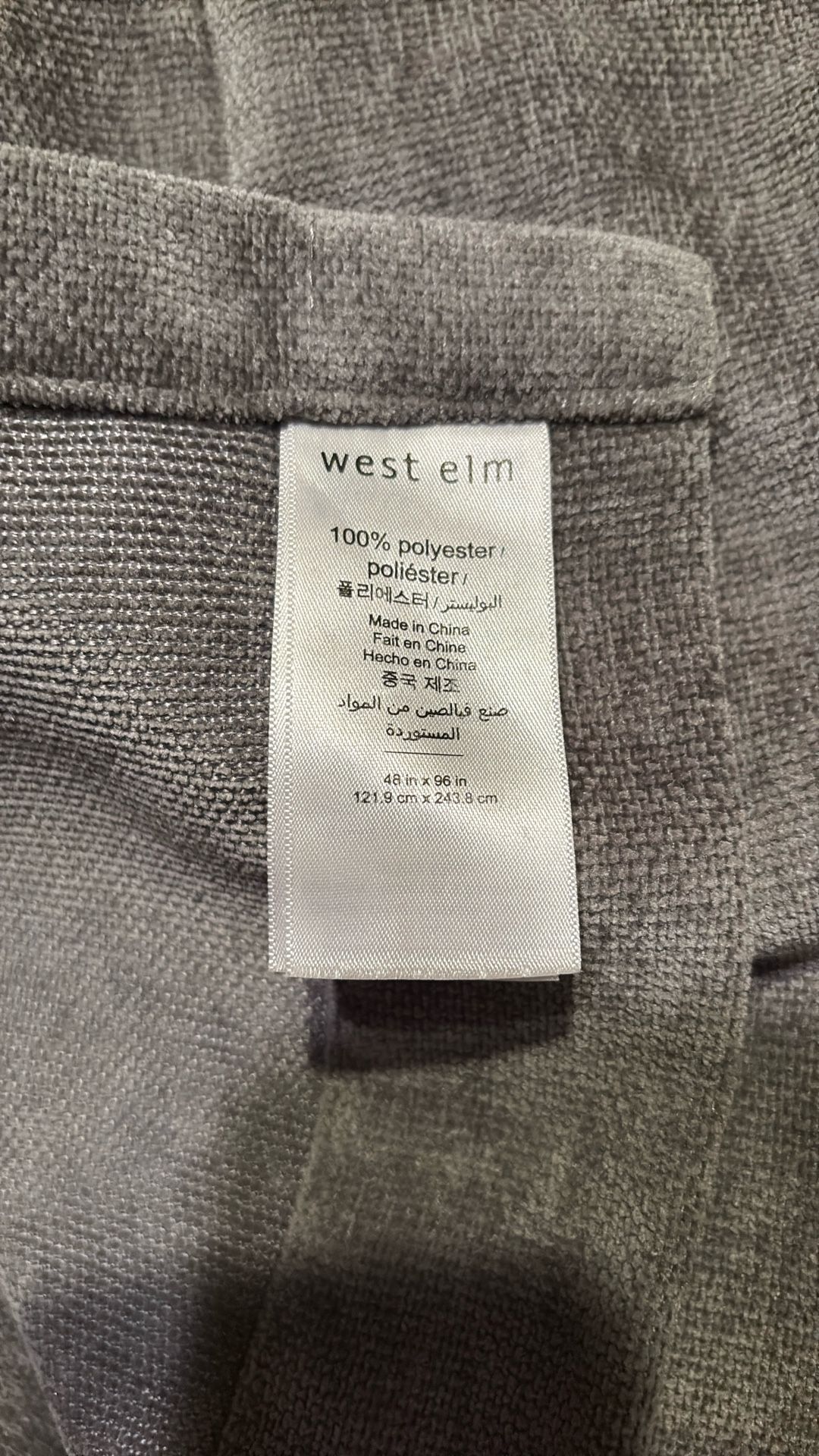 West Elm Curtain Panel Plush Feel 48”x96”