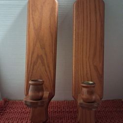 Pair Of Solid Wood Sconces