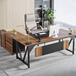 JW0682 70.8" Executive Desk with 35.4" File Cabinet