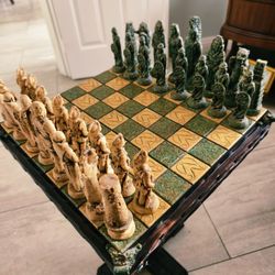 Vintage Chess Set Table