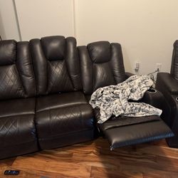 Brown Leather Set Sofa (4 Seats)