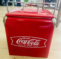 RARE Coca-Cola 1950's Antique Replica All Metal Ice Chest Cooler w/Bottle Opener.