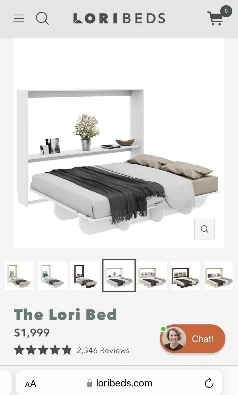 $200 - 90% off retail price - Queen Size Lori Bed - Horizontal, White (Murphy bed style)