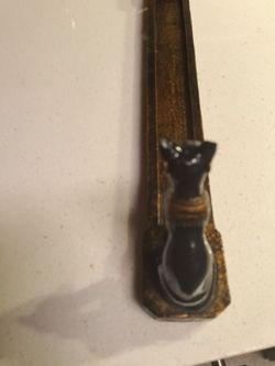 Vtg steel kitty cat insence holder