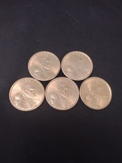 Lot of 5 Old Golden 2000 USA Dollar Coins