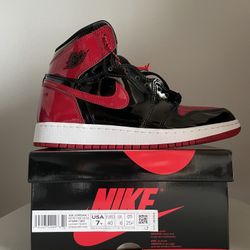 Jordan 1 High Patent Bred - 6.5 & 7 Y