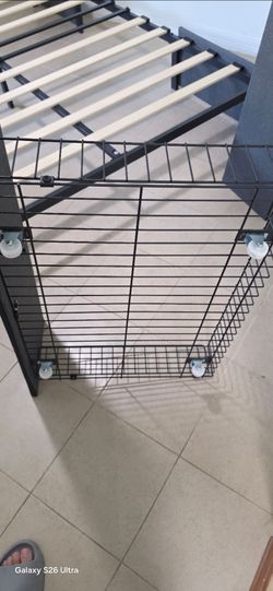 Black Wire Metal Storage Shelf on Wheels