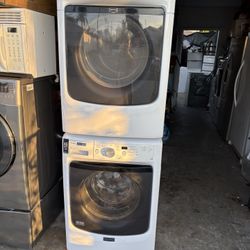 Maytag  Stackable  Washer and gas dryer Excellent working condition  Heavy duty  Commercial quality  W27 D31.5 H76 Washer 4.5 cu ft  Dryer 7.4 cu ft 3
