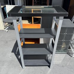 Contemporary Modern Shelf Unit with Glass Top 