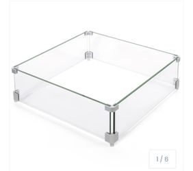 Barton 18.5" x 18.5" Outdoor Fire Pit Tempered Glass Wind Screen Guards Square SKU: 95170 