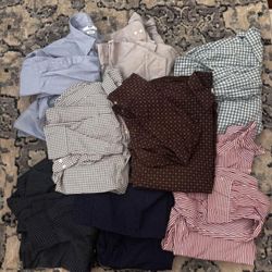 Bundle Of 8 Uniqlo Long Sleeve Dress Shirts