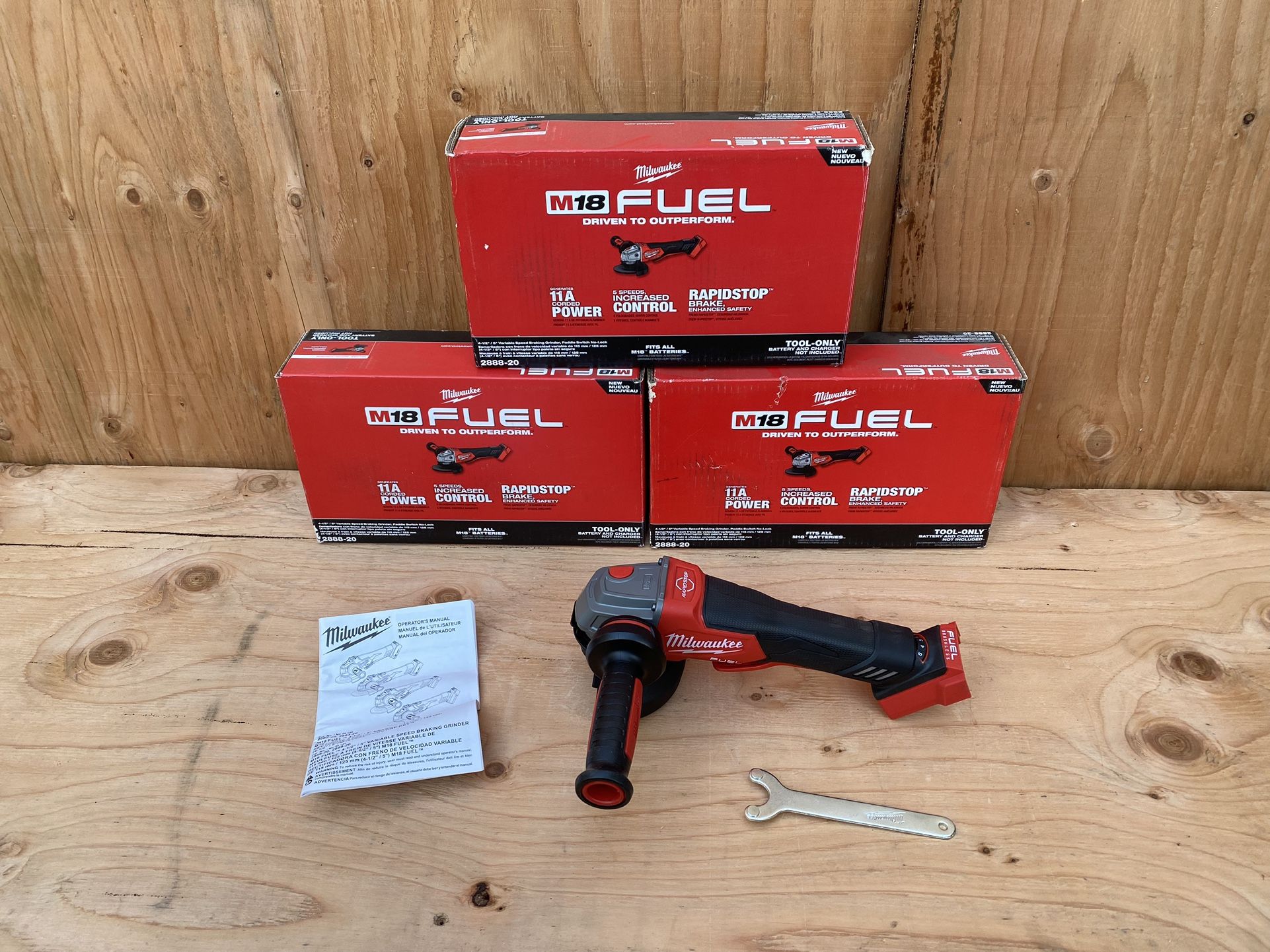 Milwaukee M18 Fuel Brushless 4-1/2”/5” Variable Speed Braking Grinder, Paddle Switch No-Lock Model 2888-20 (Tool Only)