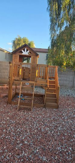 kids backyard wooden playset