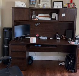 Large desk with storage and filing cabinet