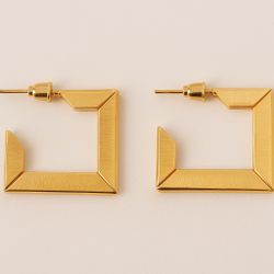 Modern Gold Plated Geometric Square Earrings
