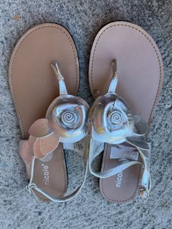 Nicole Silver Flower Sandals