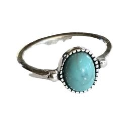 TURQUOISE TRENDSETTER TITANIUM FOREVER WEAR SILVER NEW SIZE 5 RING