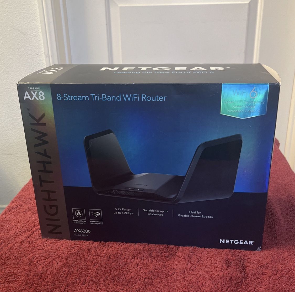 Netgear RAX78 AX6200 WiFi Router Nighthawk 8-Stream Tri-Band WiFi 6 Router, 6.2Gbps