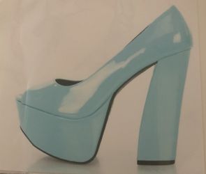 Metallic Light Blue PlatForm Heel