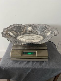 A Very Large Antique Solid Silver Repousse  Fruit bowl 84.4 ounces 900 silver