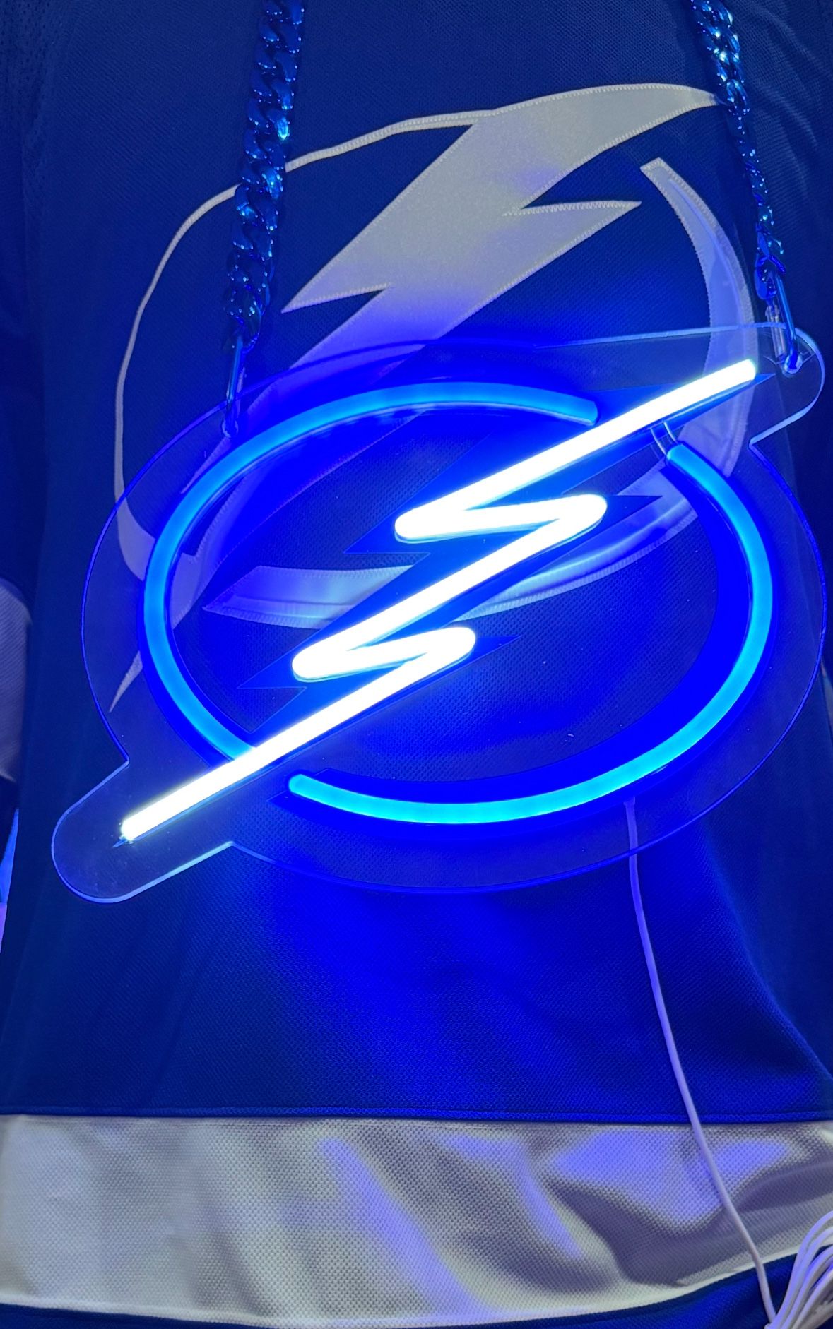 Huge Tampa Bay Lightning LED Neon Super Fan Chain Necklace 