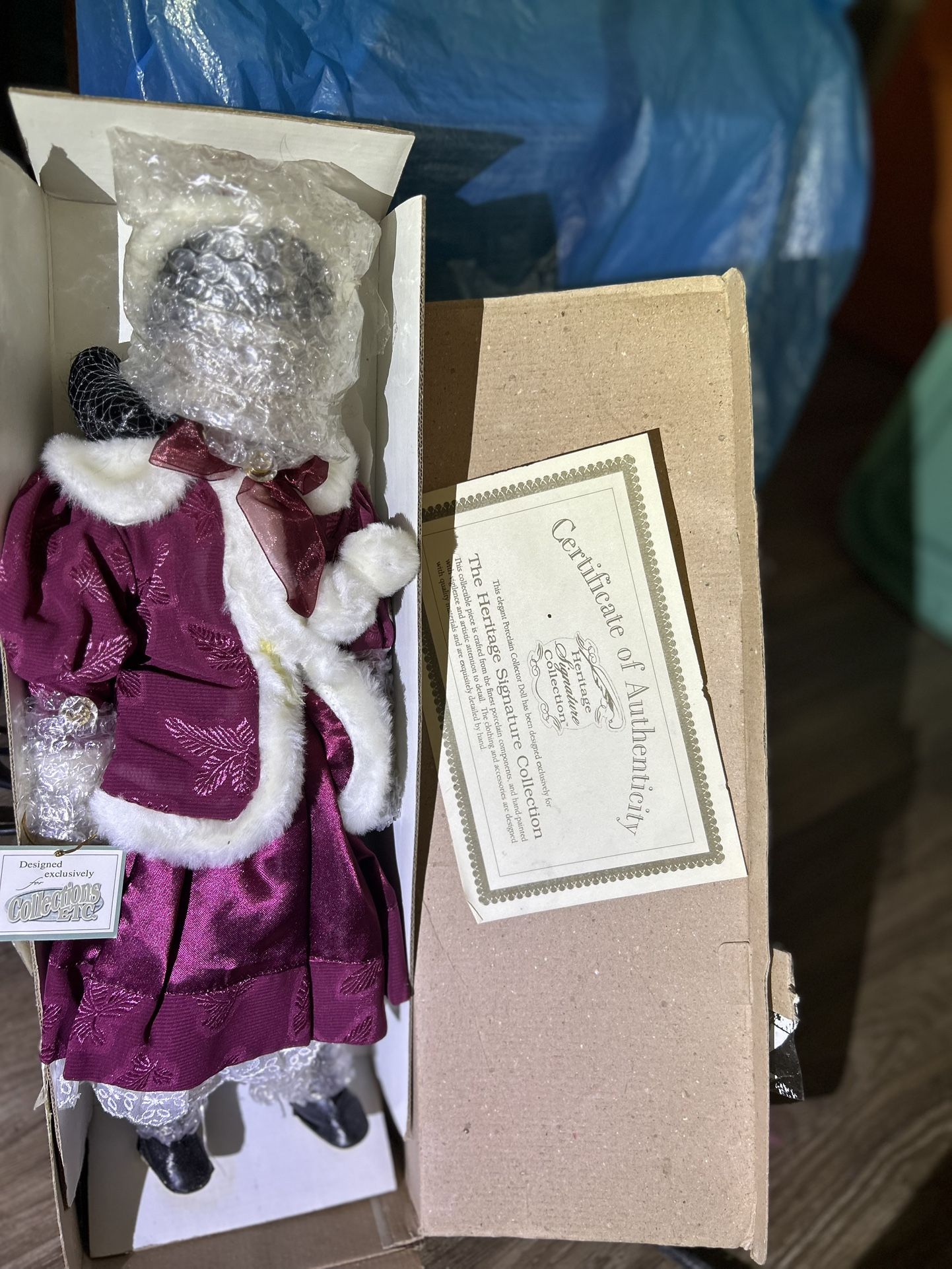 Porcelain Doll From The Heritage Collection, Complete With Certificate Of Authenticity
