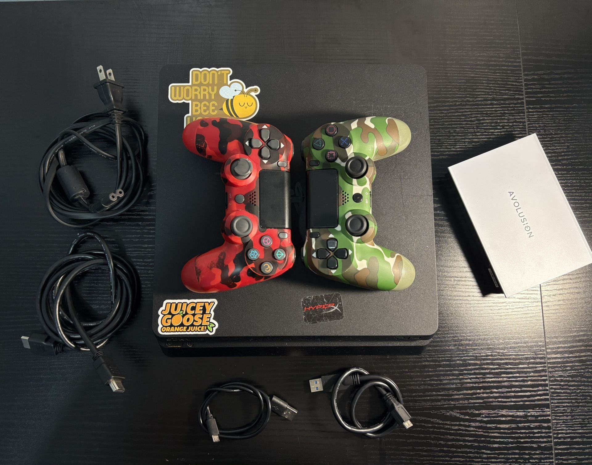 PlayStation 4 Slim w/ 1 TB Storage, 2 Controllers & All Cables