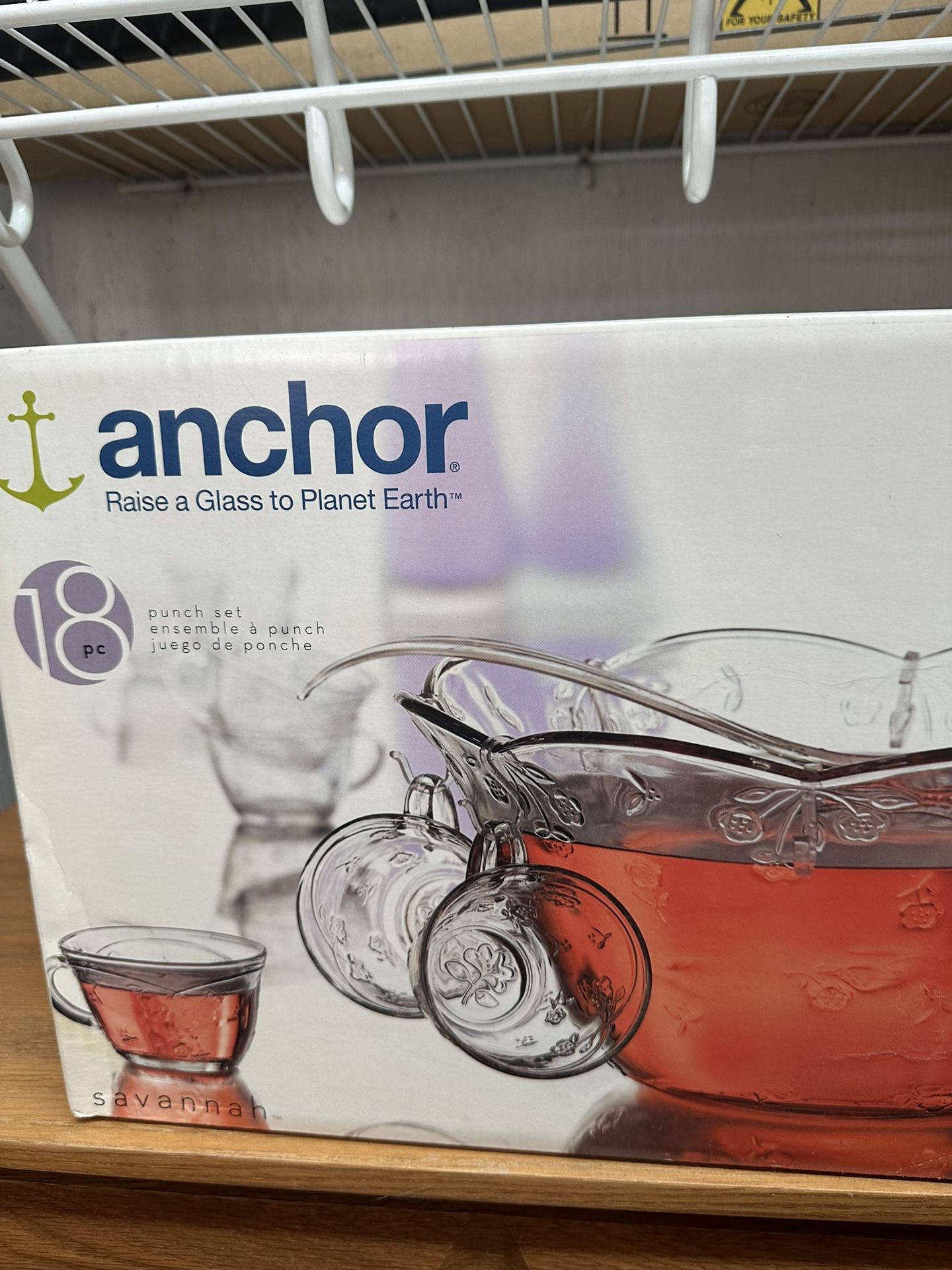 18 Piece Glass Punch Bowl Set 