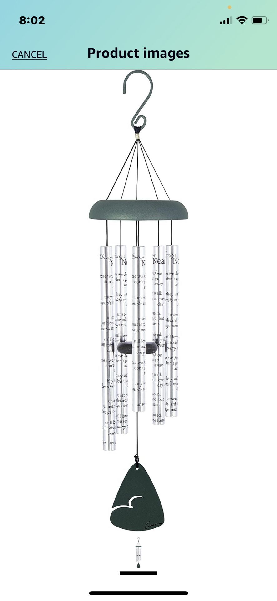 New! Aluminum In Memory Wind Chime