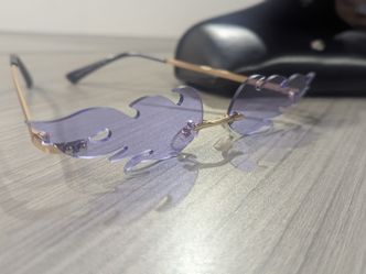 Purple Flame Sunglasses ā Y2K Rimless Shades ā Halloween, Rave & Cosplay