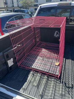 Large Pink Wire Dog Crate with Tray