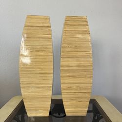 🏺 Set of 2 Modern Spun Bamboo Floor Vases – 