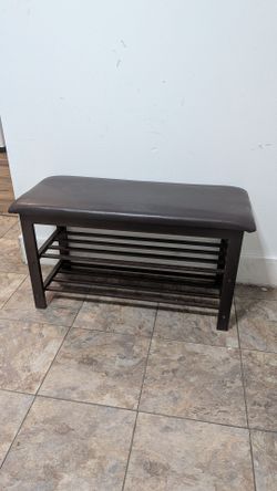Dark Brown Entryway Bench with Shoe Rack