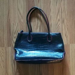 M. London Italian Leather Black Red Purse