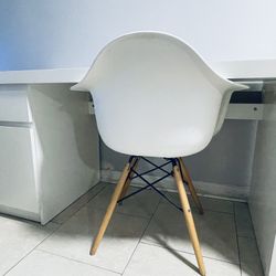 IKEA Malm desk with mid-century modern chair 