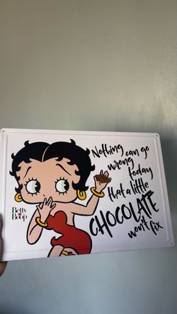 Betty Boop Tin Metal Sign Chocolate Quote