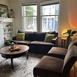 Beautiful Brown Velvet Couch + 2 Matching Chairs