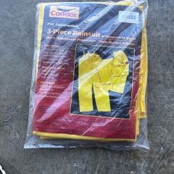 3-Piece Rainsuit W/Detachable Hood New Unopened From Grainger Item 5AM96J