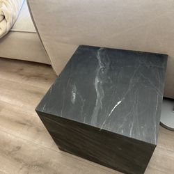 CB2 Short black Side Table Marble