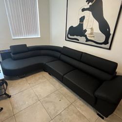 BLACK LEATHER CURVED SECTIONAL 🖤🖤😍😍🖤🖤 