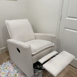 Glider Recliner Rocker Nursery chair - Boucle White 