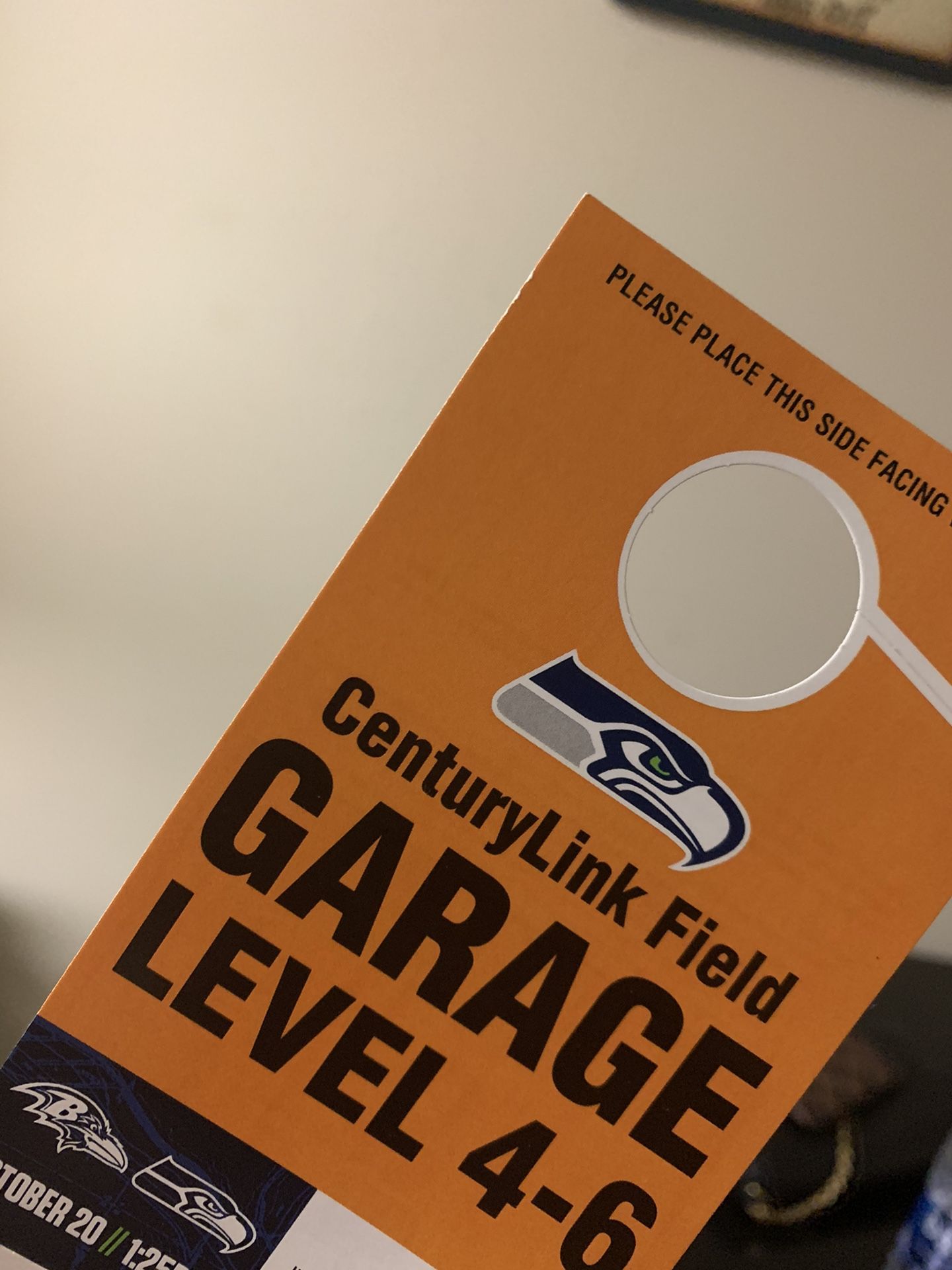 Seahawks game Parking pass