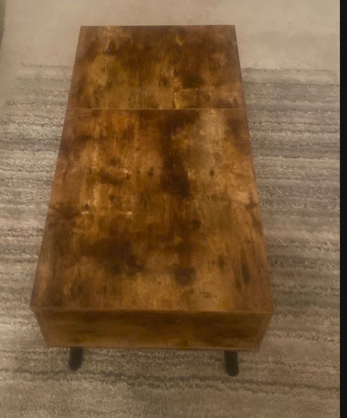 Desari Double Lift Top Coffee Table with Storage, Wood Sofa Table, Hidden Compartment and Drawer for Apartment, Home