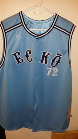 Ecko Lrg Baby blu & navy blu cut-off sleeve jersey